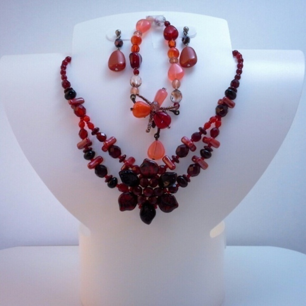 Bohemian Necklace Bracelet and Earrings Set